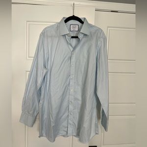 Semi-Spread Collar Egyptian Cotton Link Weave Shirt - Light Blue